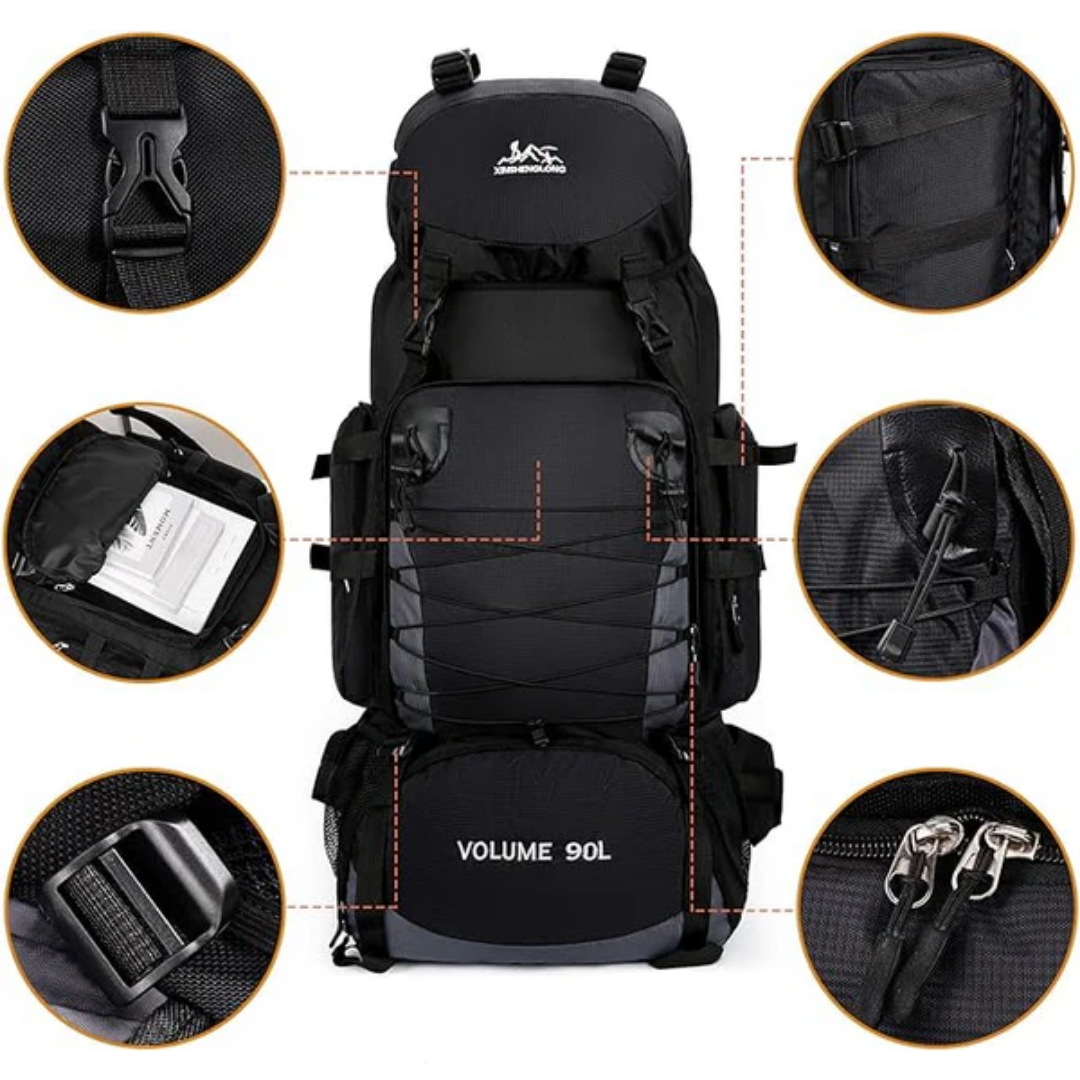 Adventure-Ready 90L Backpack - Waterproof & Lightweight