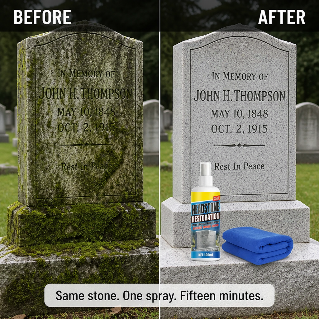 ReViveStone™ — Remove Moss, Algae & Yellow Stains From Memorial Stone Fast