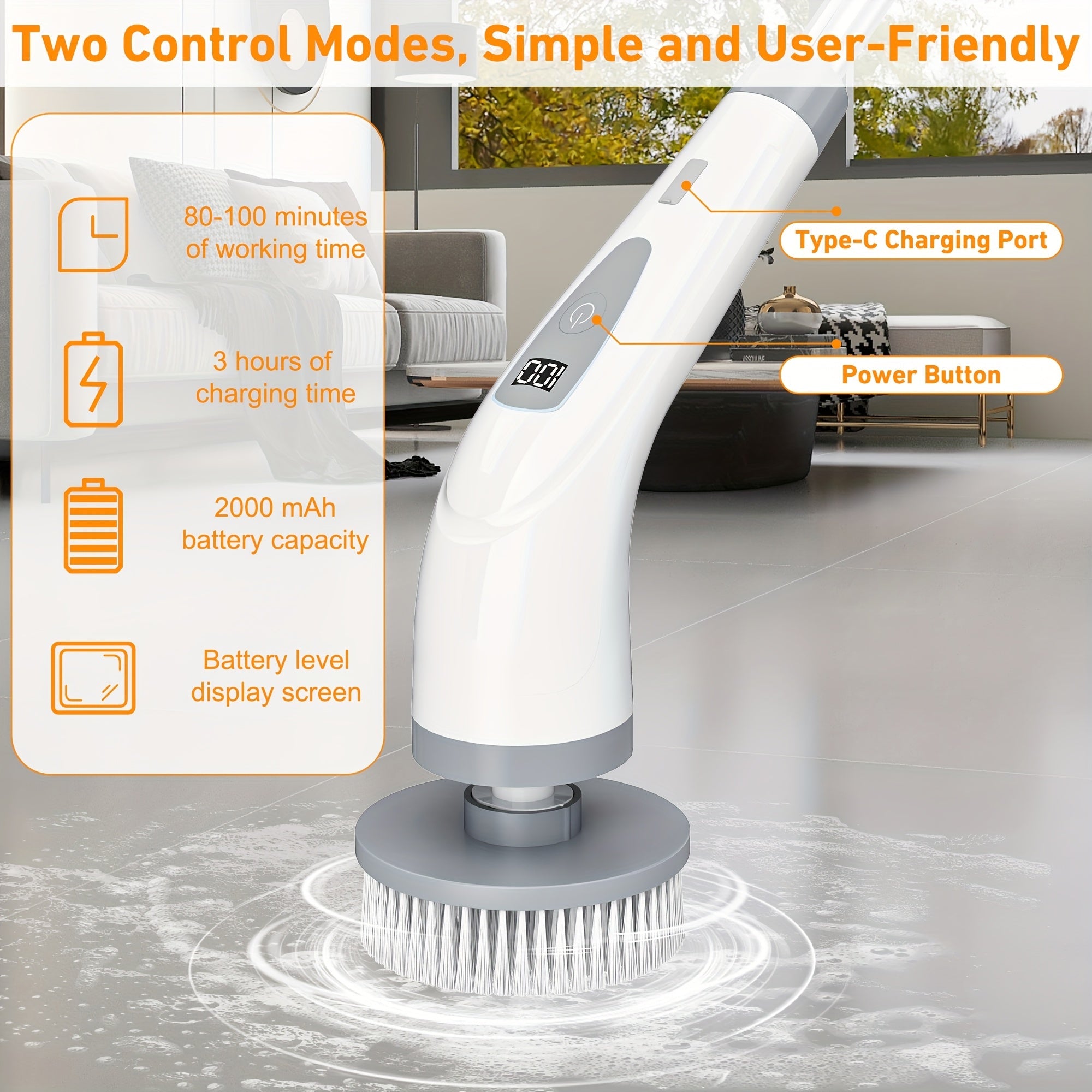 EazyClean - Cordless Electric Scrubbing Tool with Extendable Grip