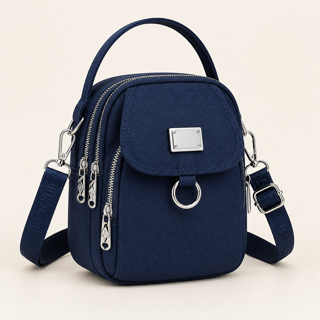 VeloTrek™ – Weatherproof Oxford Compact Triple-Zip Crossbody Bag
