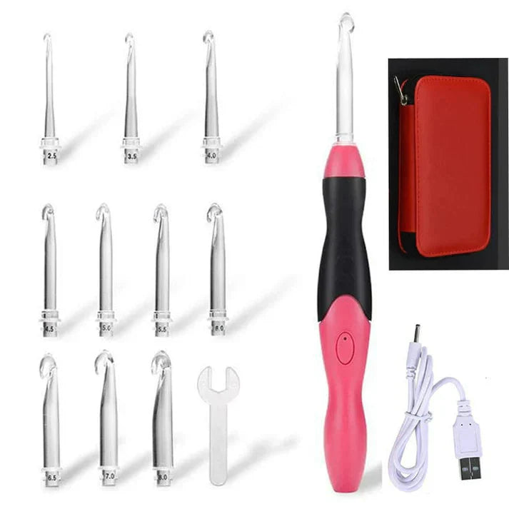 LED Crochet Hook Kit | Illuminated Tip | Interchangeable Heads | LumiStitch