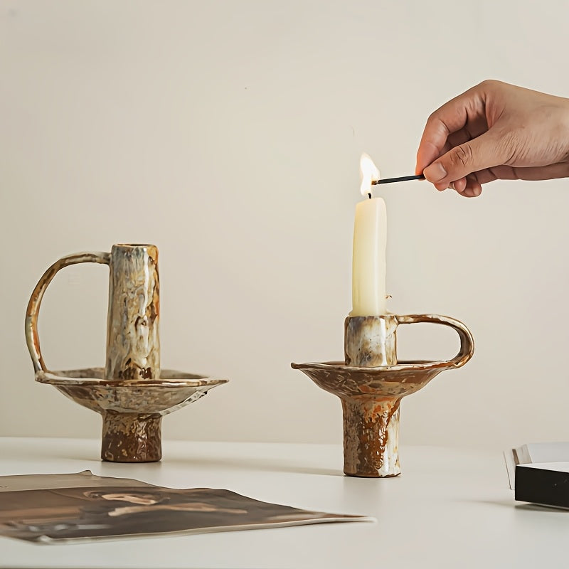 Vintage Elegance – Artisan Ceramic Candle Holder
