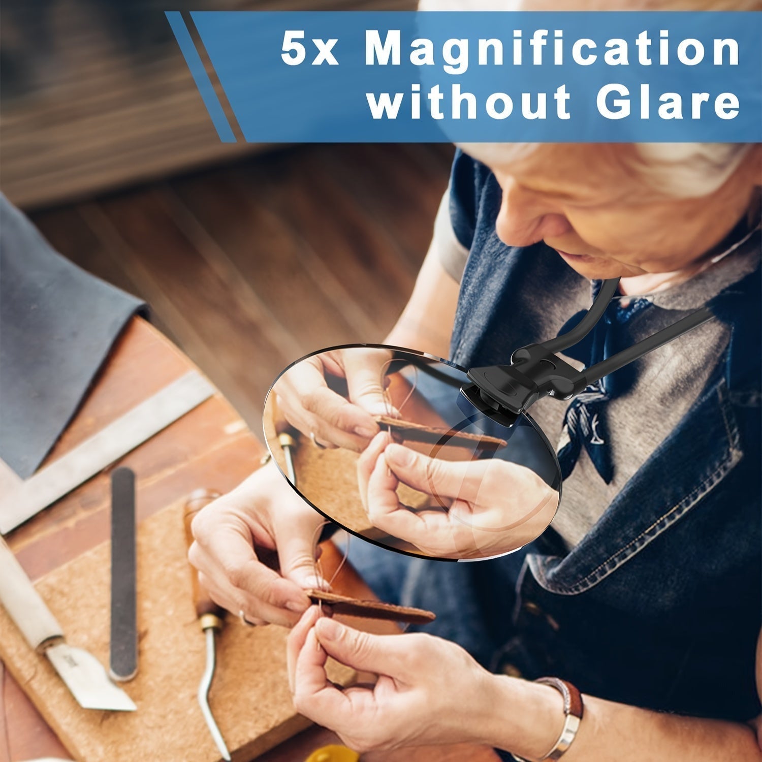 Hands-Free 5X Magnifier for Crafting and Detailed Work