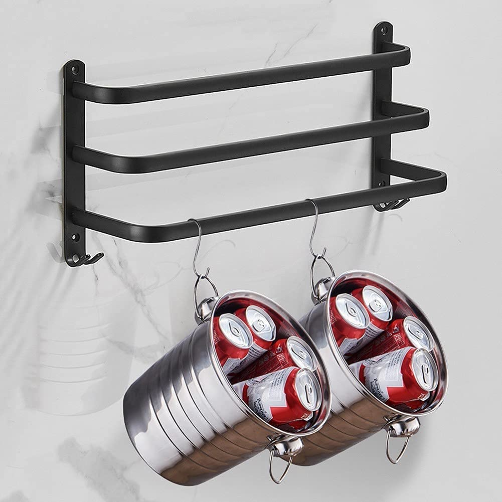 Towel Rack with Hook – Wall-Mounted, No Drill Installation