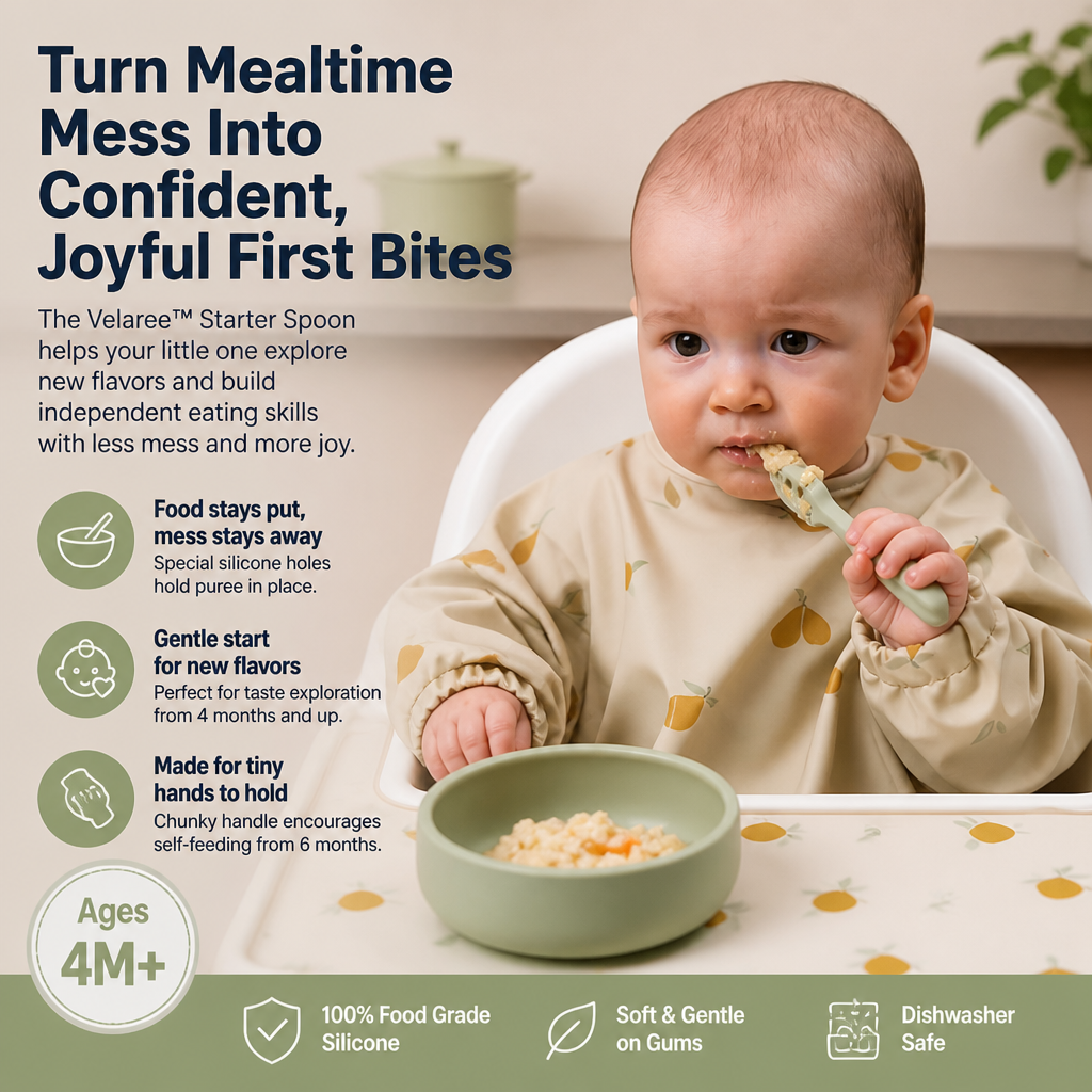Velaree™ Starter Spoon — Turn Mealtime Mess Into Confident, Joyful First Bites