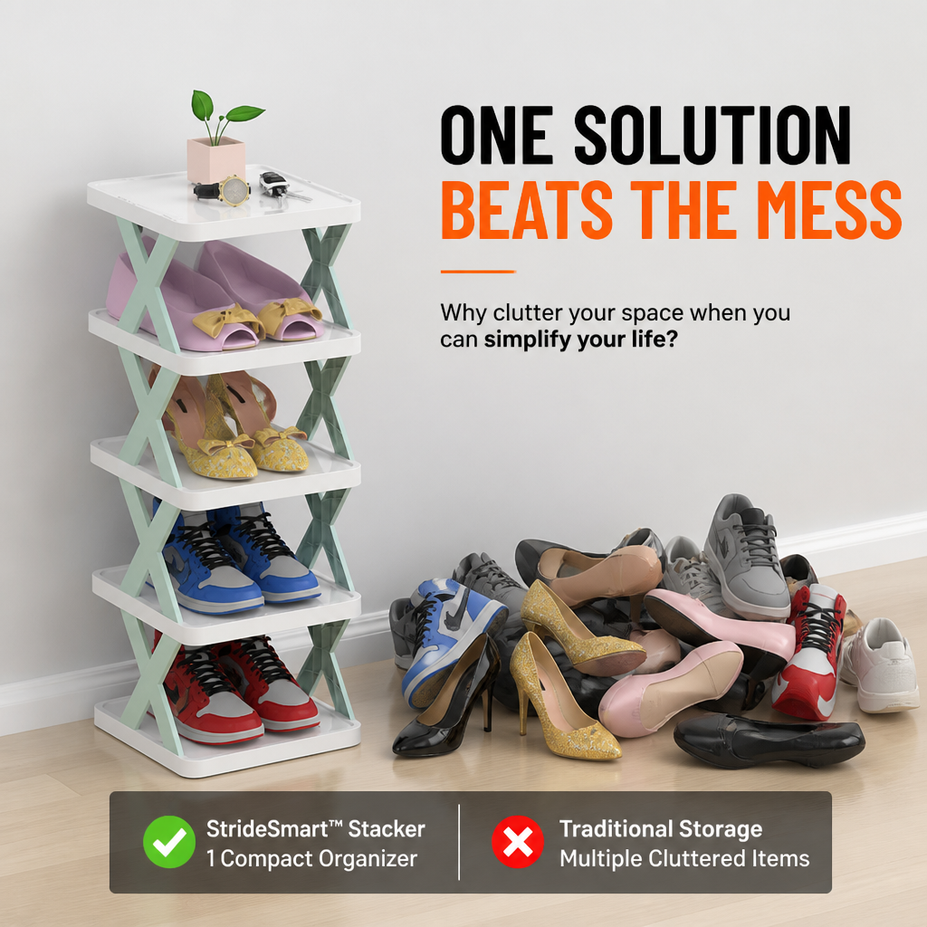 StrideSmart™ Stacker — Turn Shoe Chaos into Serene, Stylish Order Instantly