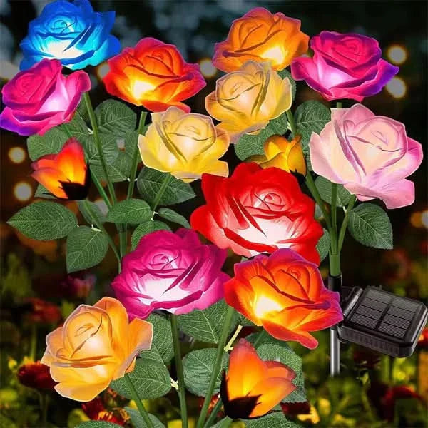 5-Head Solar Garden Flower Lights for Atmospheric Illumination