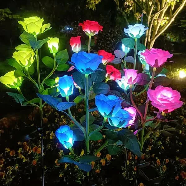 5-Head Solar Garden Flower Lights for Atmospheric Illumination