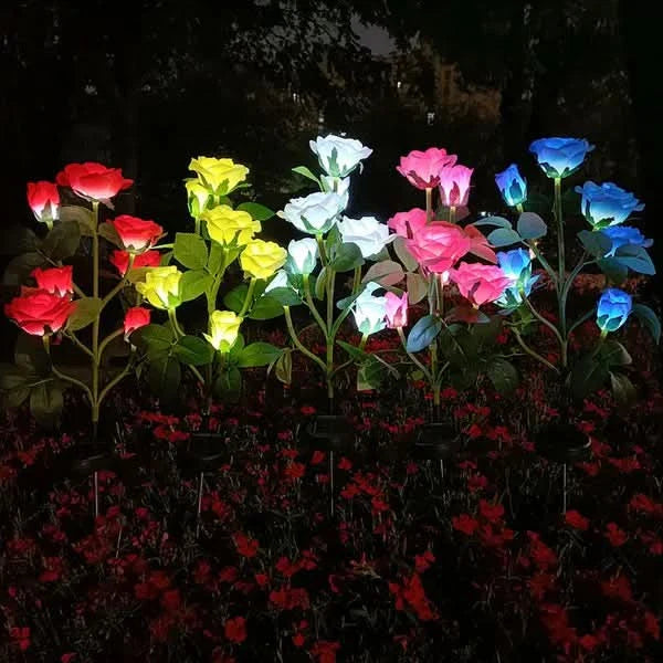 5-Head Solar Garden Flower Lights for Atmospheric Illumination