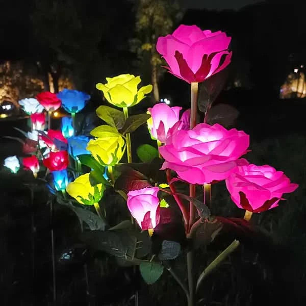 5-Head Solar Garden Flower Lights for Atmospheric Illumination
