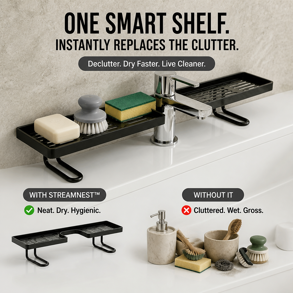 StreamNest™ — Instantly Declutter Your Sink for a Fresher, Calmer Kitchen Every Day
