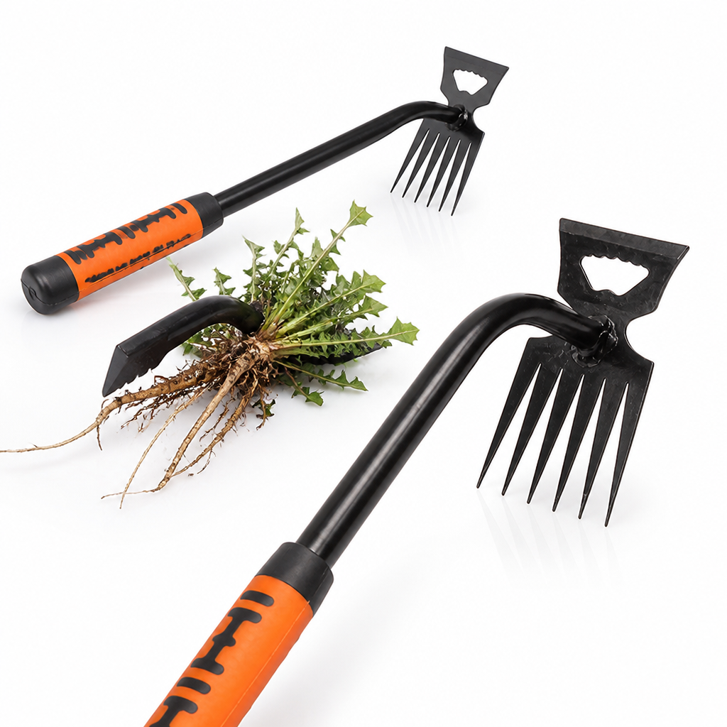 Carbon Steel Long-Handled Garden Weeder (6-Tooth)