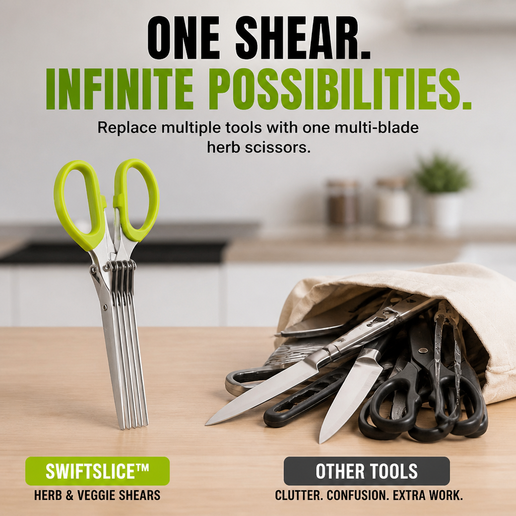 SwiftSlice™ Herb & Veggie Shears — Slice Five Times Faster and Reclaim Joy in Every Meal Prep