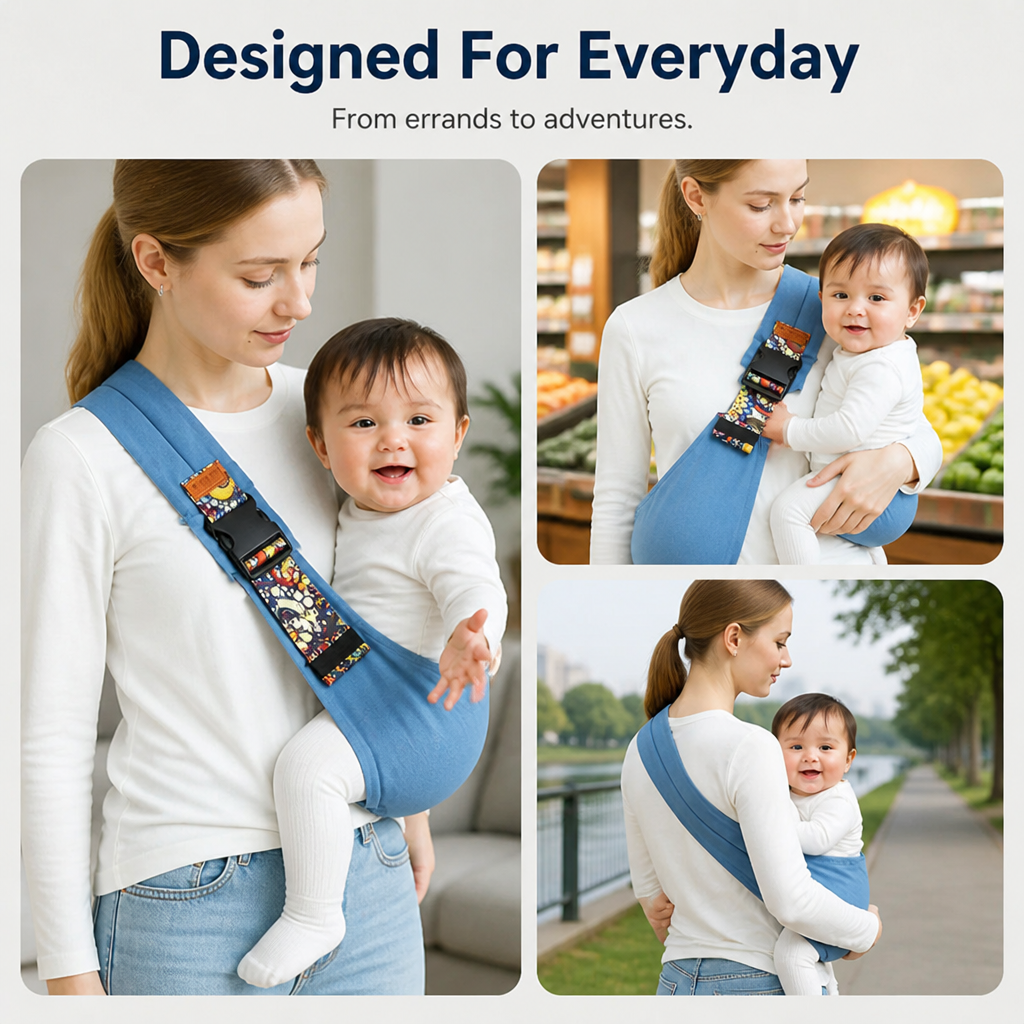 NurturaNest™ BabySling — Move Freely While Keeping Your Baby Safe and Snug Every Step of the Way