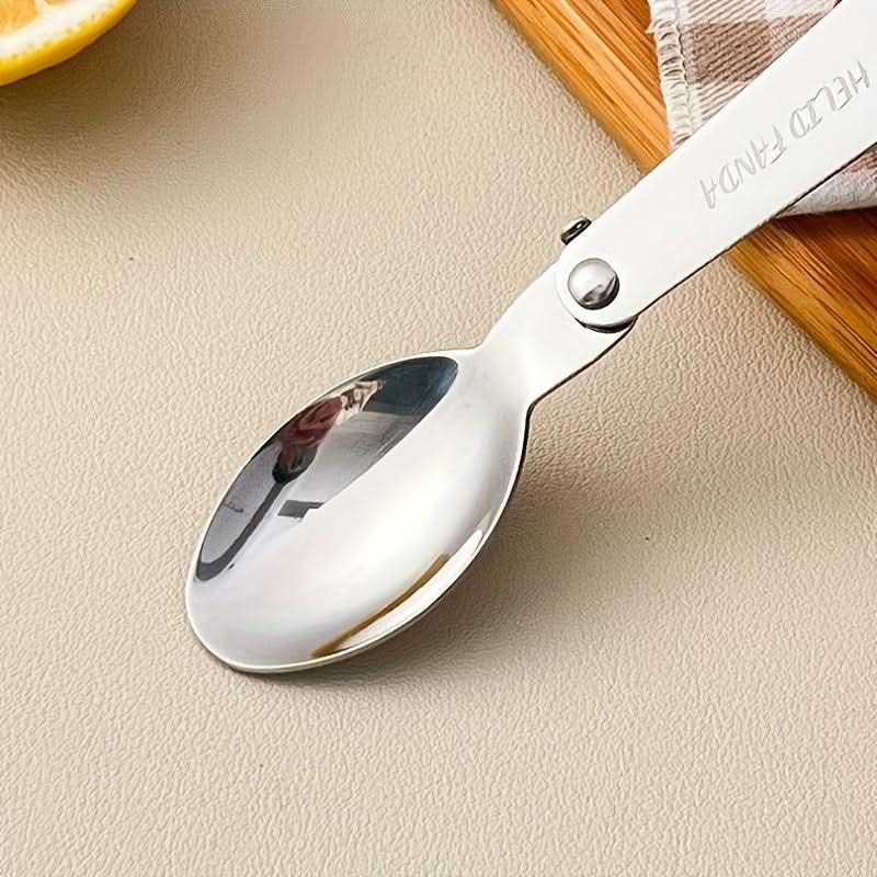 Compact Portable Cutlery Set with Folding Fork and Spoon