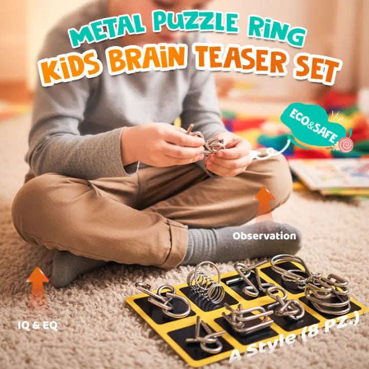Interlocking Metal Puzzle Collection — Perfect for Christmas & Game Nights 8-Piece Set