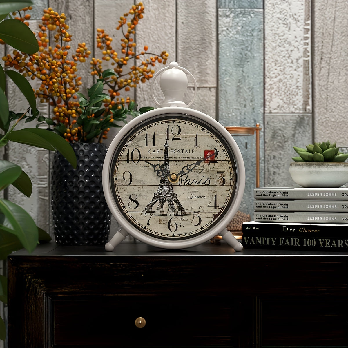 Parisian Charm Desk Clock with Silent Quartz Movement