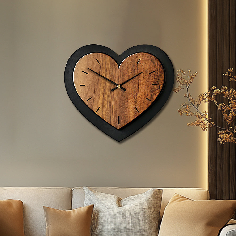 Heartfelt Elegance – Rustic Wooden Wall Clock