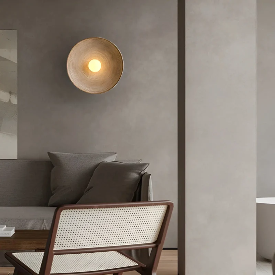 Round Wall Lamp Made from Glass & Resin – Wabi-Sabi Style, Tri-Color Palette