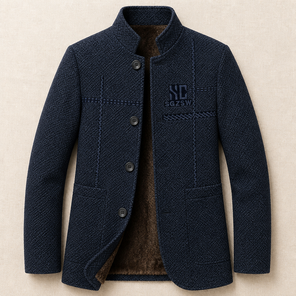 ArcticForge™ – Winter Coat with Textured Stand Collar and Fleece Lining