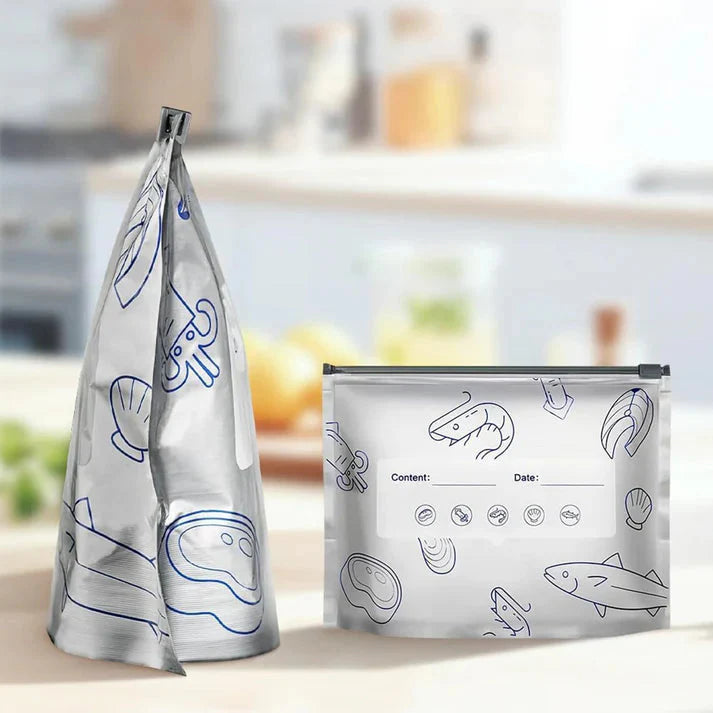 Set of 20 Reusable Aluminum Zip Closure Bags – Resealable Up to 200 Uses