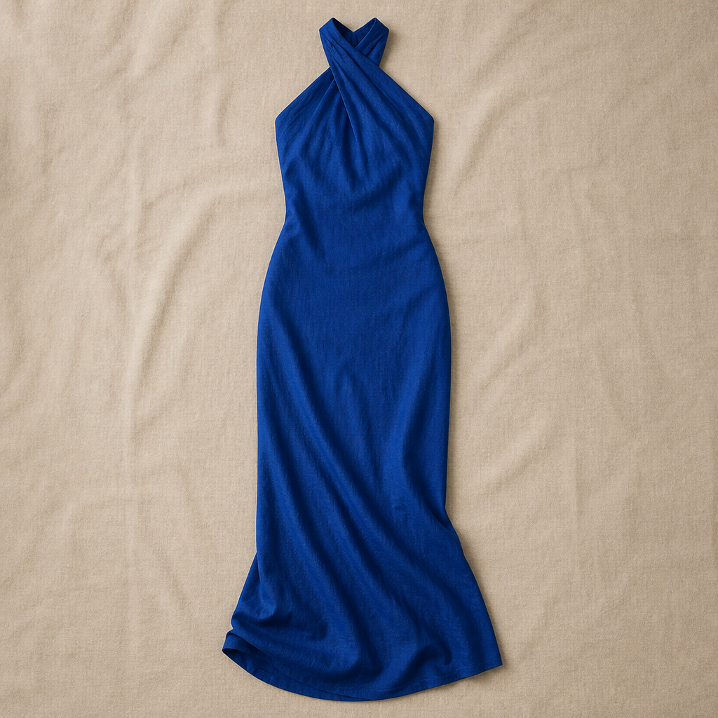LioraEase™ – Flowy Linen Halter Maxi Summer Dress