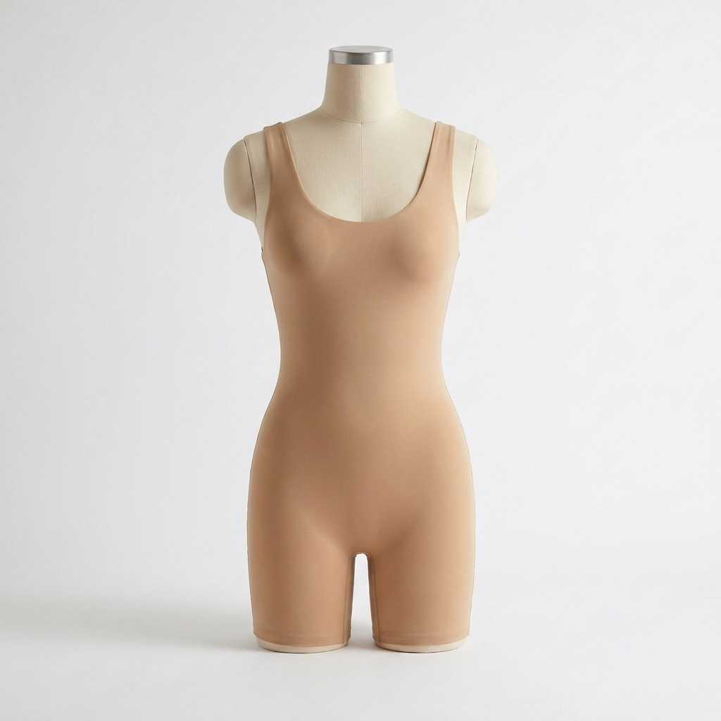 SculptAura™ – Smooth Square-Neck Contouring Bodysuit with Mid-Thigh Length