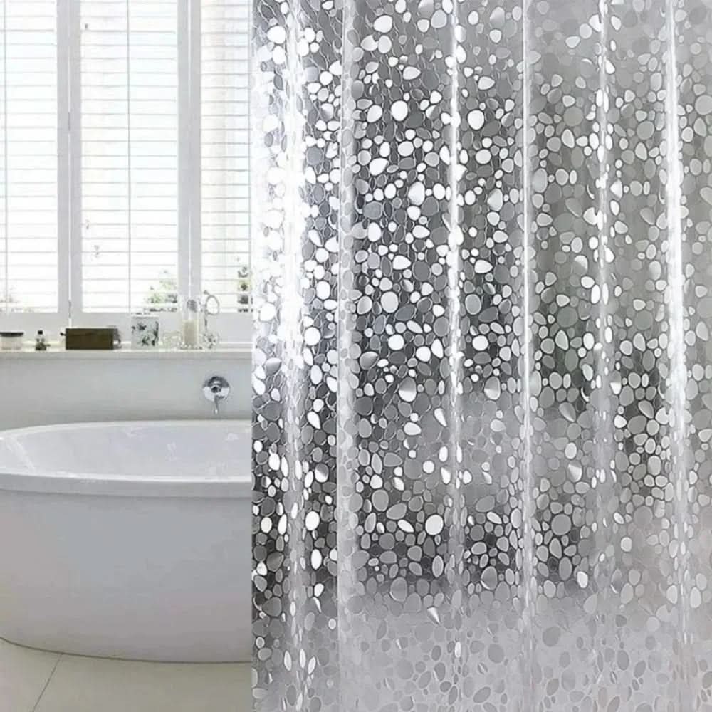 Waterproof Shower Curtain with Pebble Pattern – Clear Design