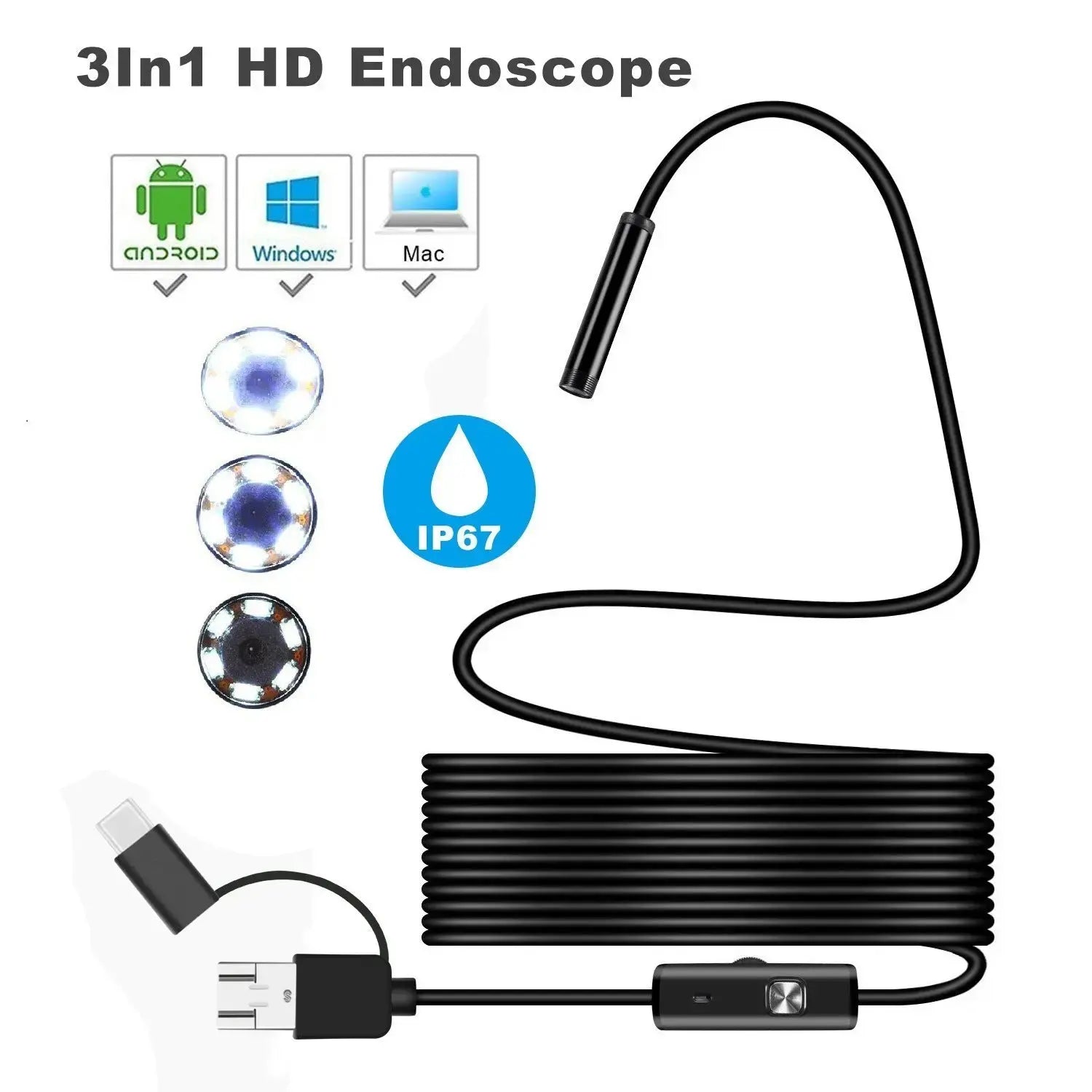 Endoscope Lens | Water-Resistant Inspection Scope | HD Imaging with LED Lighting | ScopeMate