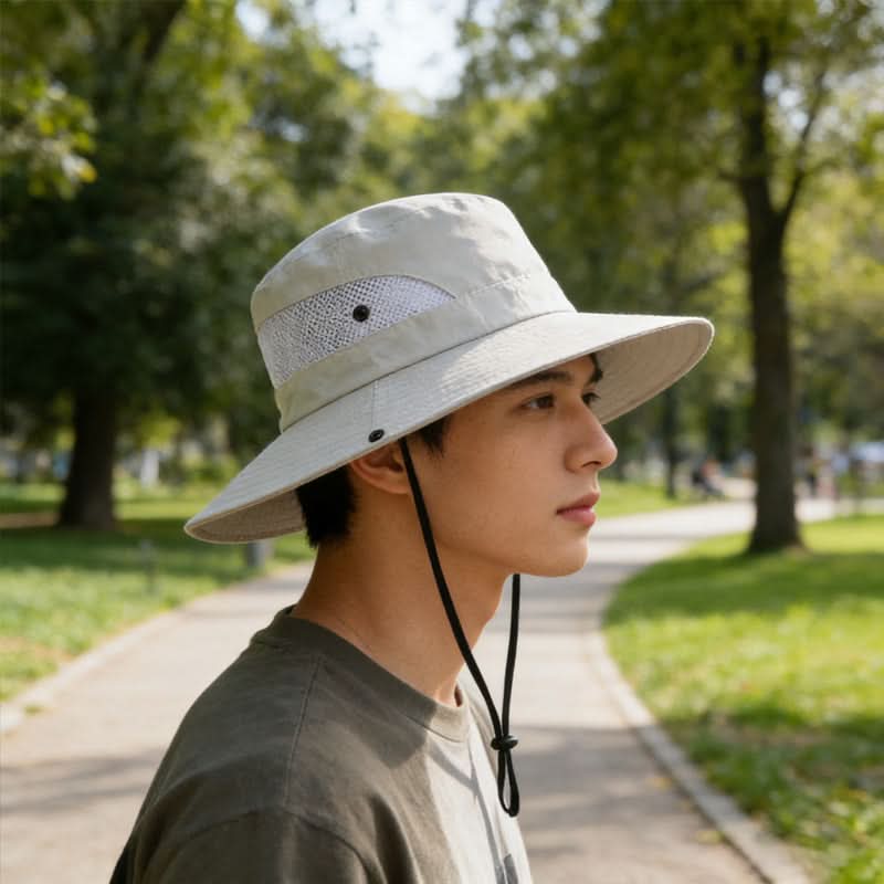 Breathable Mesh Outdoor Hat with Wide Brim for Sun Protection
