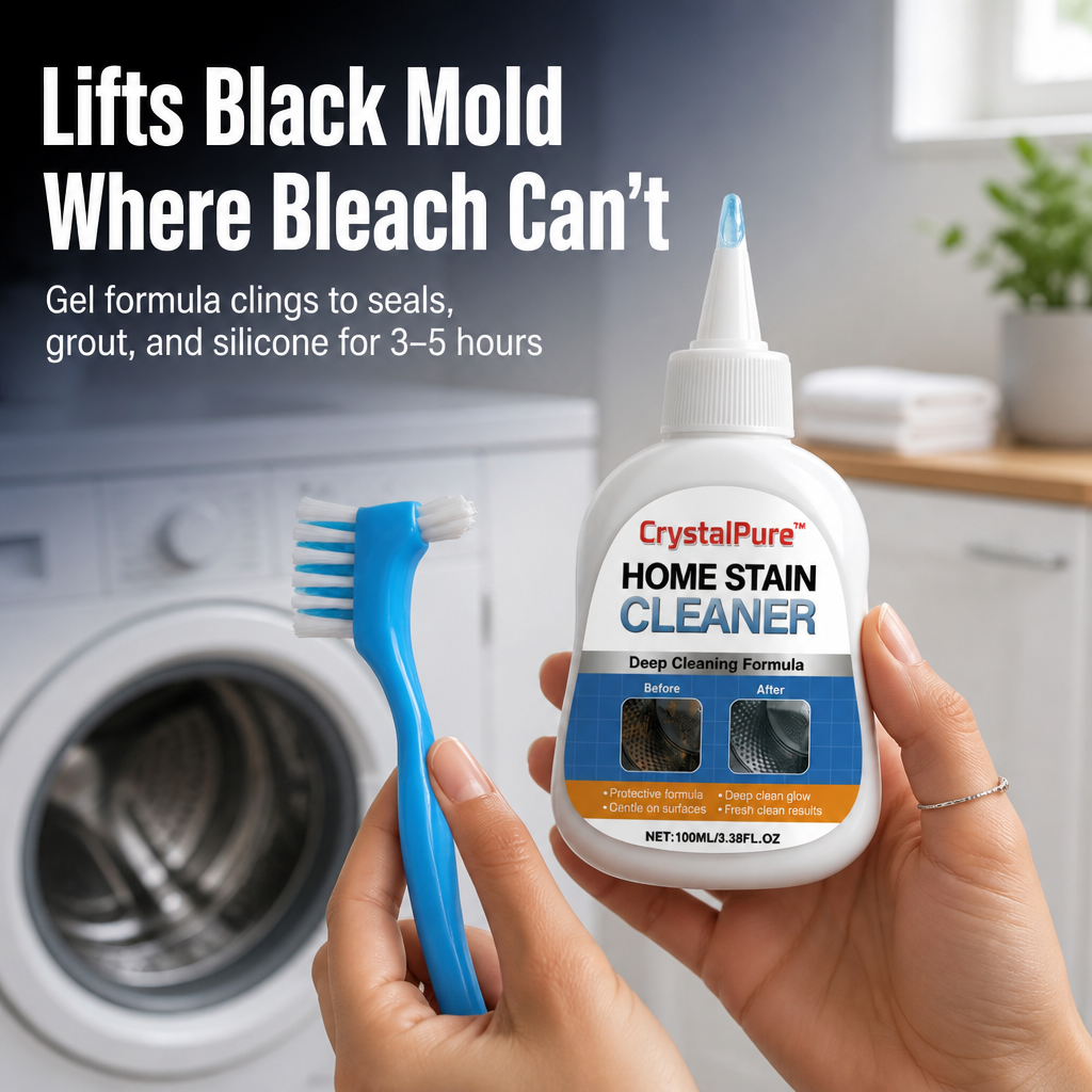 CrystalPure™ — Remove Black Mold from Washing Machine Seals & Grout Within Hours