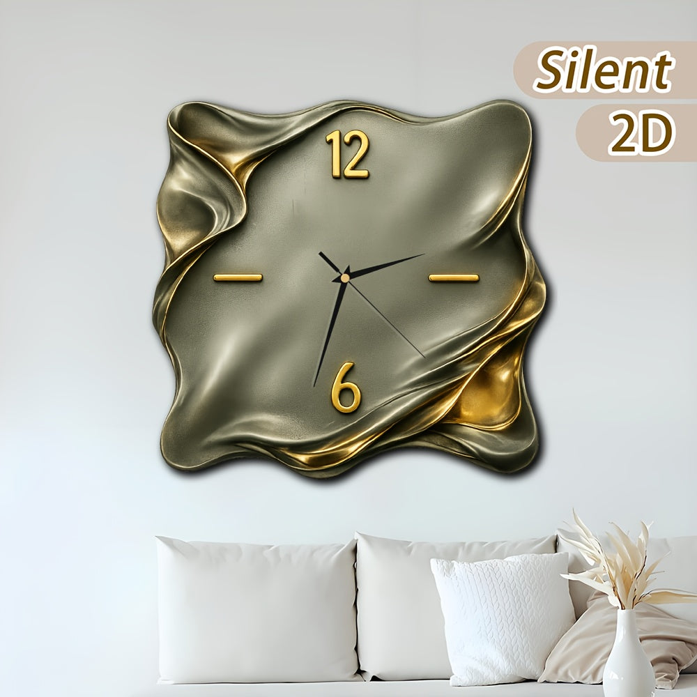 Timeless Wood Square Wall Clock with Luxe Gold Trim