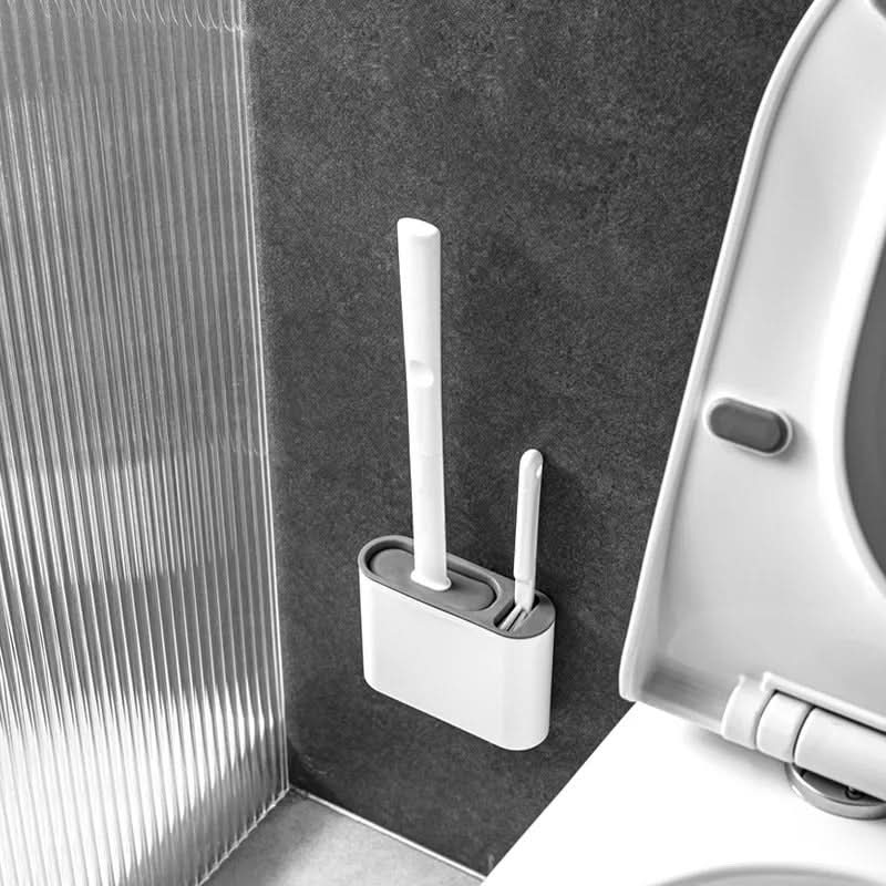 Silicone Toilet Brush Set with Flat Head Design