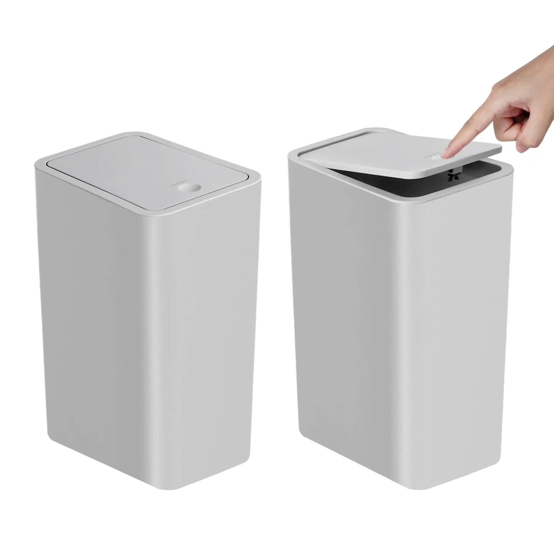 Slim 10L Trash Can with Press Top Lid