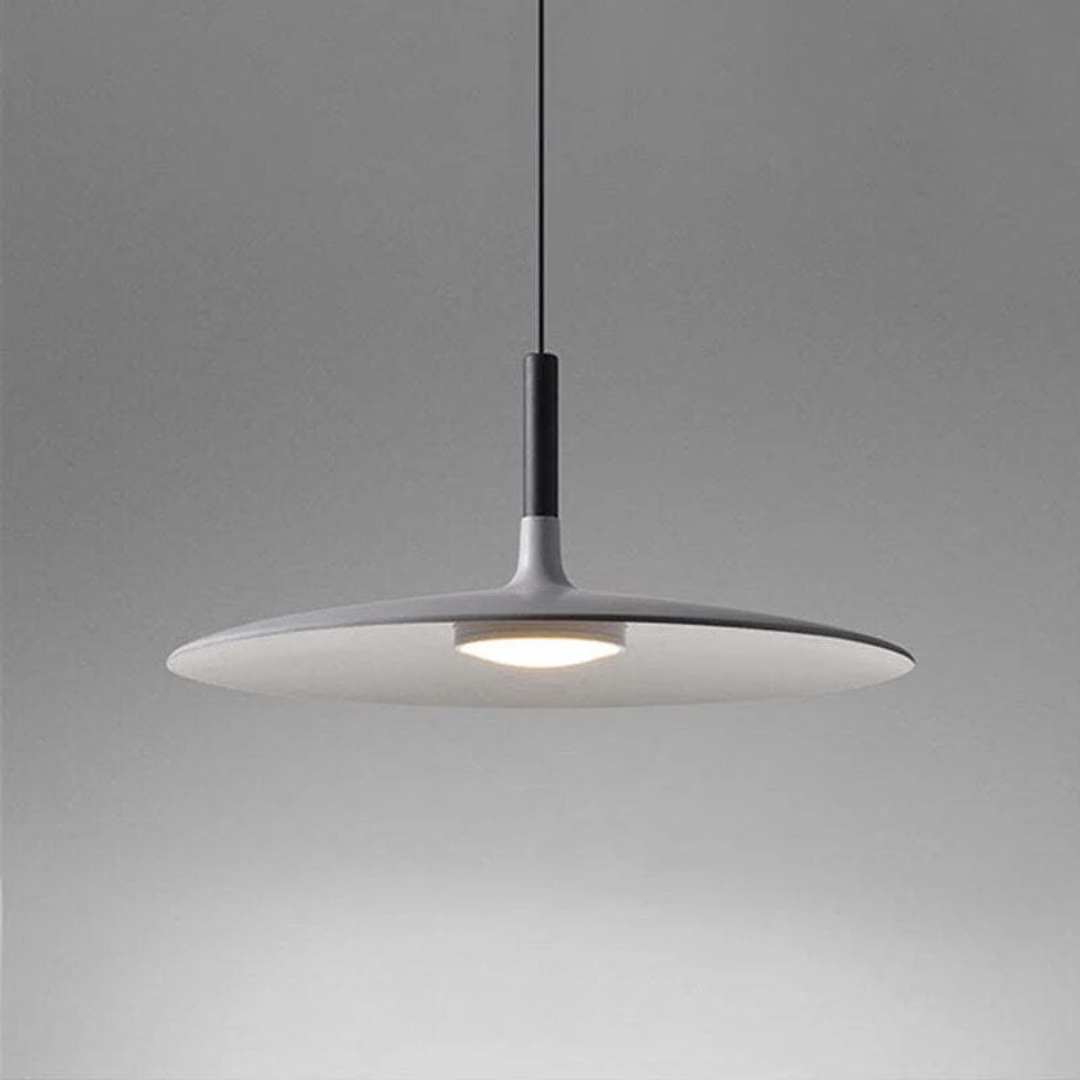 Contemporary White Metal Hanging Lamp – LED, Adjustable Height
