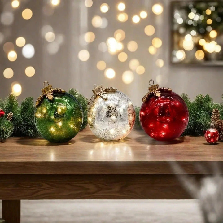 Glass Table Decorations Christmas Set of 3 — Add Sparkling Elegance to Any Table