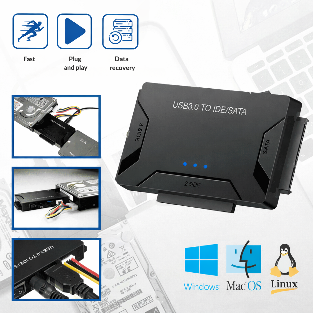 Hard Drive Converter USB | IDE & SATA Interface | Fast Data Transfer | RecoverPro