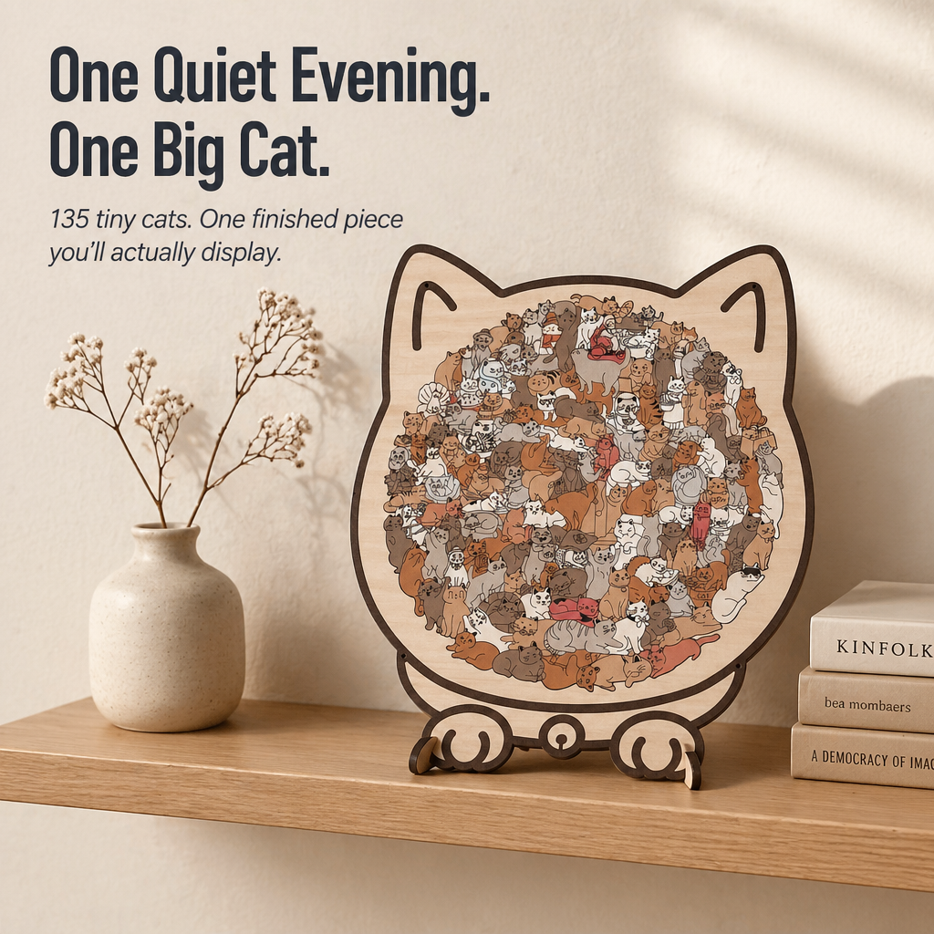 WhiskerCraft™ — Assemble a Giant Cat from 135 Mini Cats in Just One Evening