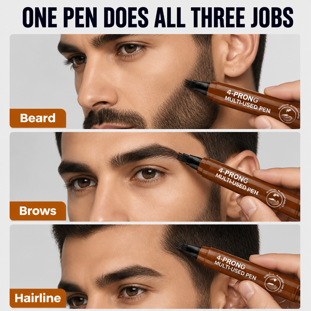 BrowAura™ — Instantly Cover Patchy Beard Areas Using Four Hair-Stroke Tips