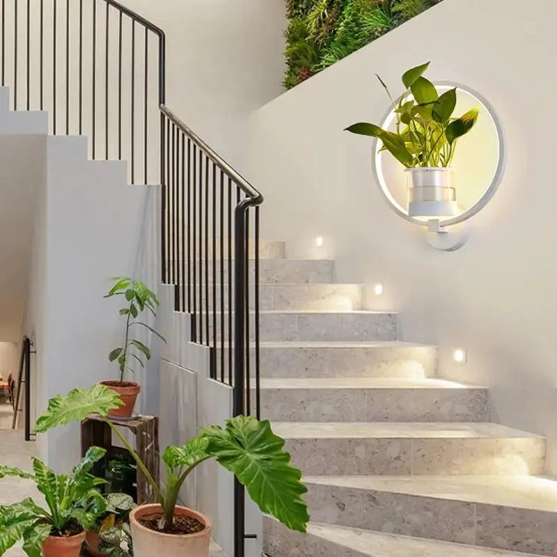 LED Botanical Wall Light with Glass Vase – Round & Oval