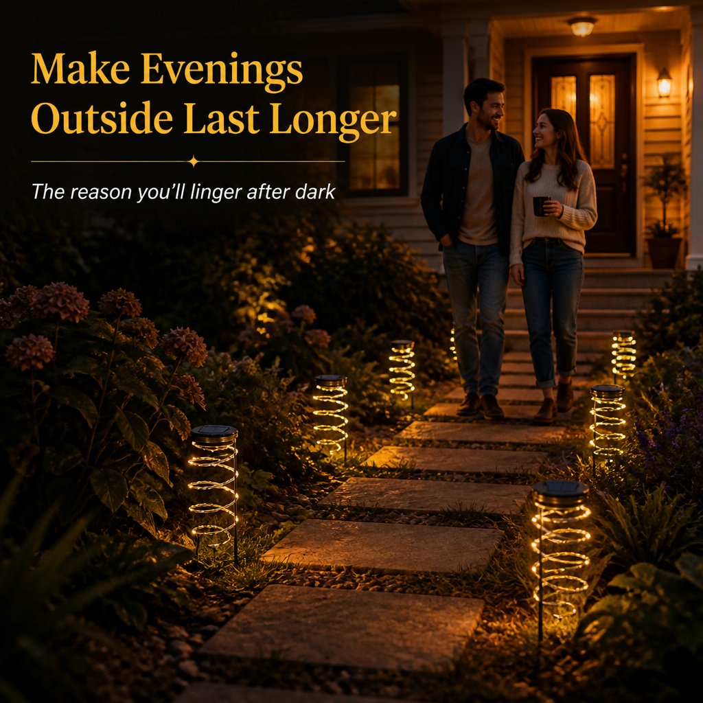 LumeSpiral™ — Transform Your Evenings with Effortless, Golden Outdoor Glow