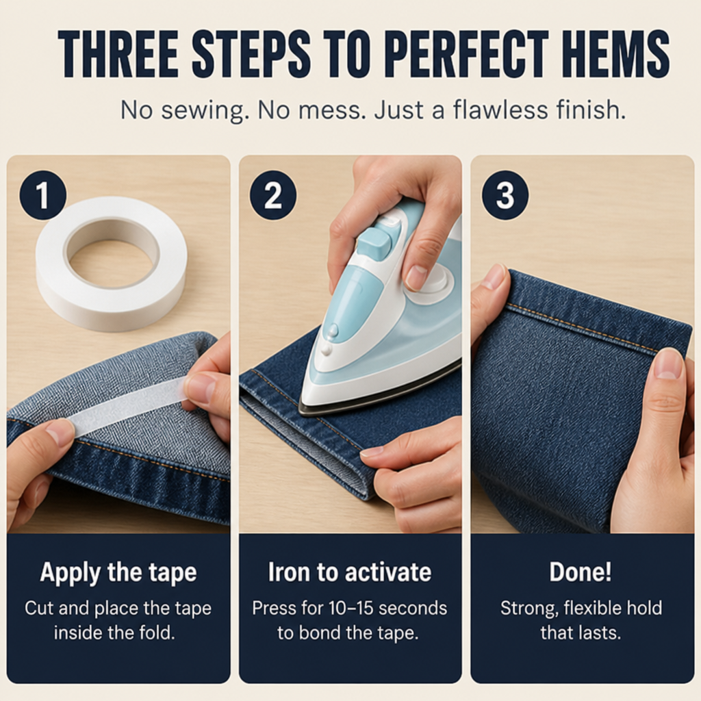 Hemna™ — Hem Any Pair in Seconds With No Needle, No Thread, No Sewing