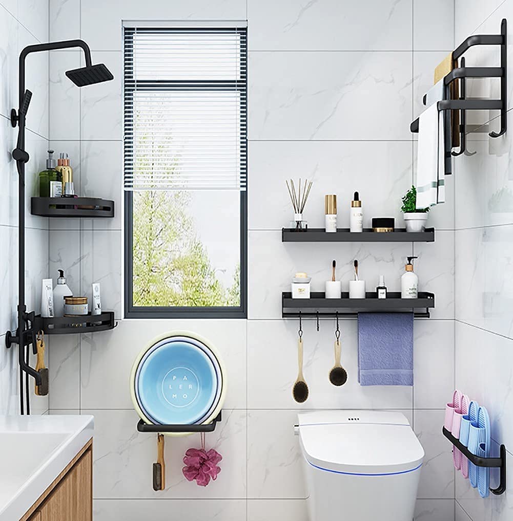 Towel Rack with Hook – Wall-Mounted, No Drill Installation