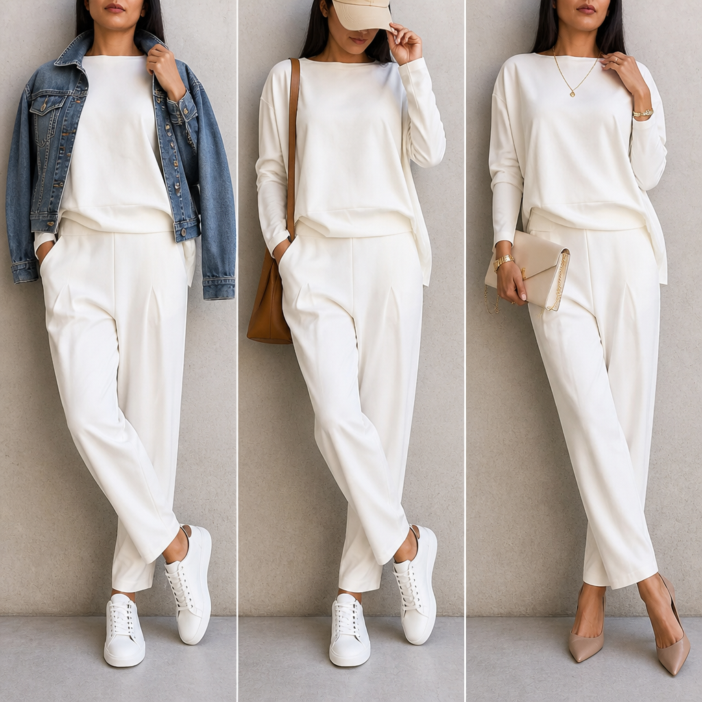 VeloraEase™ – Relaxed Two-Piece Lounge Set with Pocketed Tapered Trousers