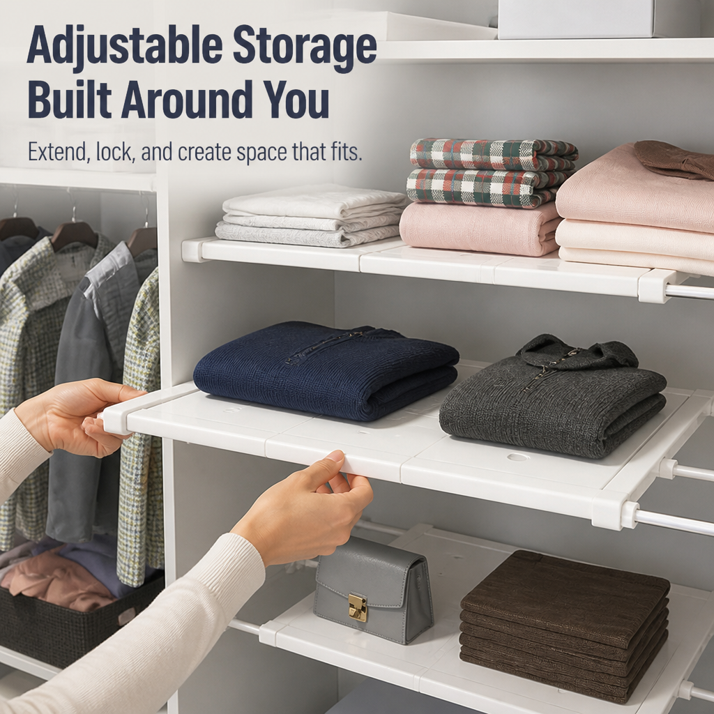 AdjustiShelf™ — Command Your Clutter with Effortless Strength and Perfect Fit