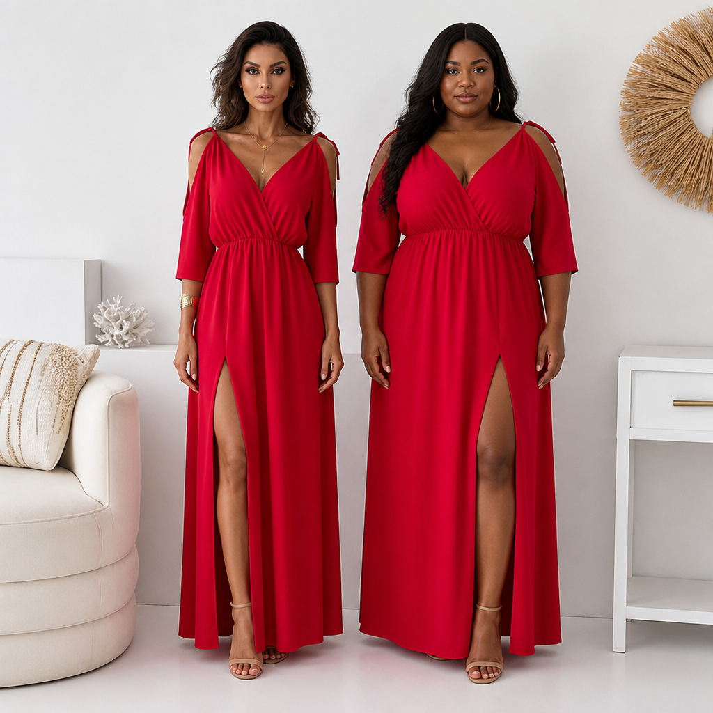 SerenAura™ V-Neck Dress — Own Every Room with Bold, Effortless Confidence