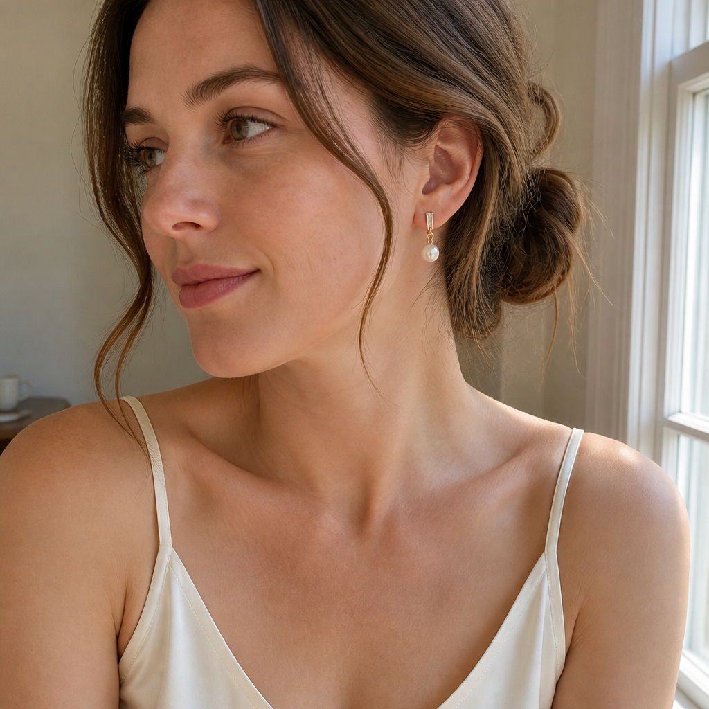 LumaFleur™ – Graceful Pearl Drop Earrings with Crystal Detail