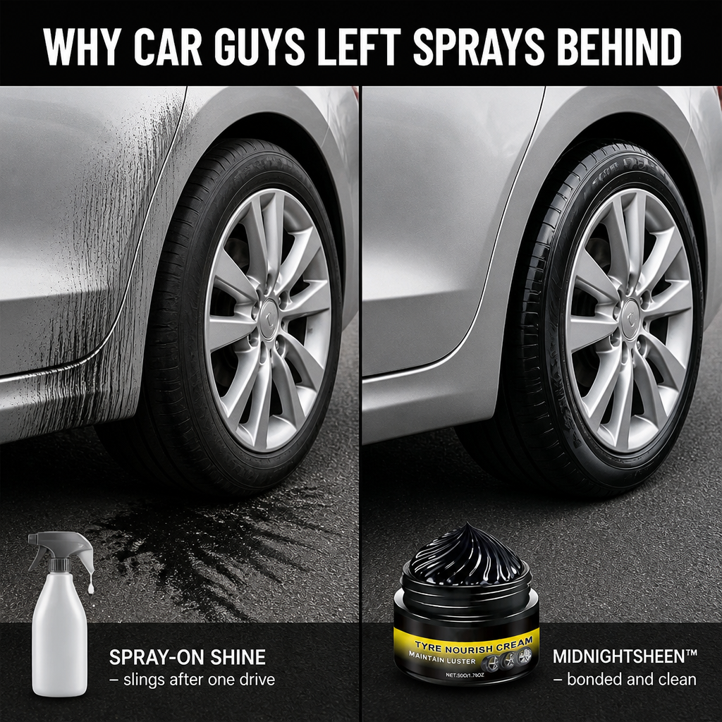 MidnightSheen™ — Revive Intense Black Tire Shine That Withstands Sling, Rain & UV Fade