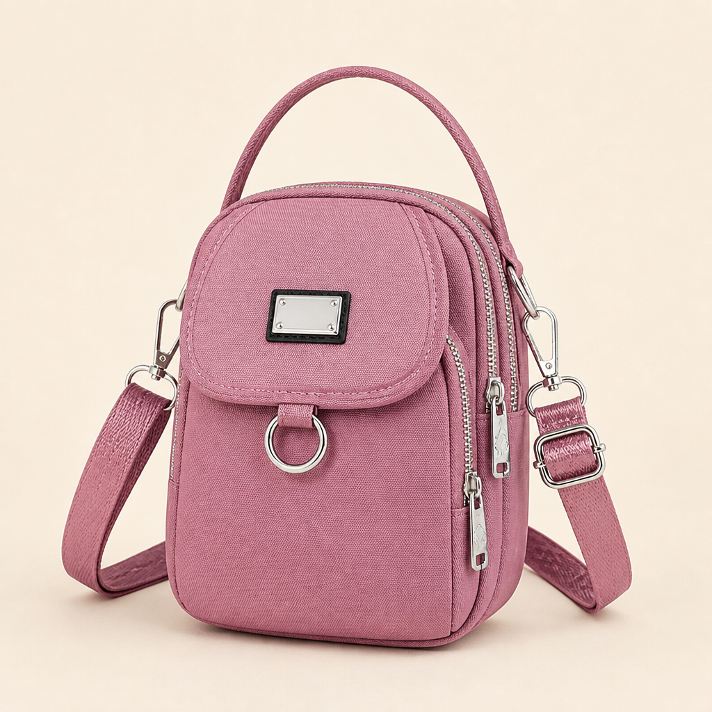 VeloTrek™ – Weatherproof Oxford Compact Triple-Zip Crossbody Bag