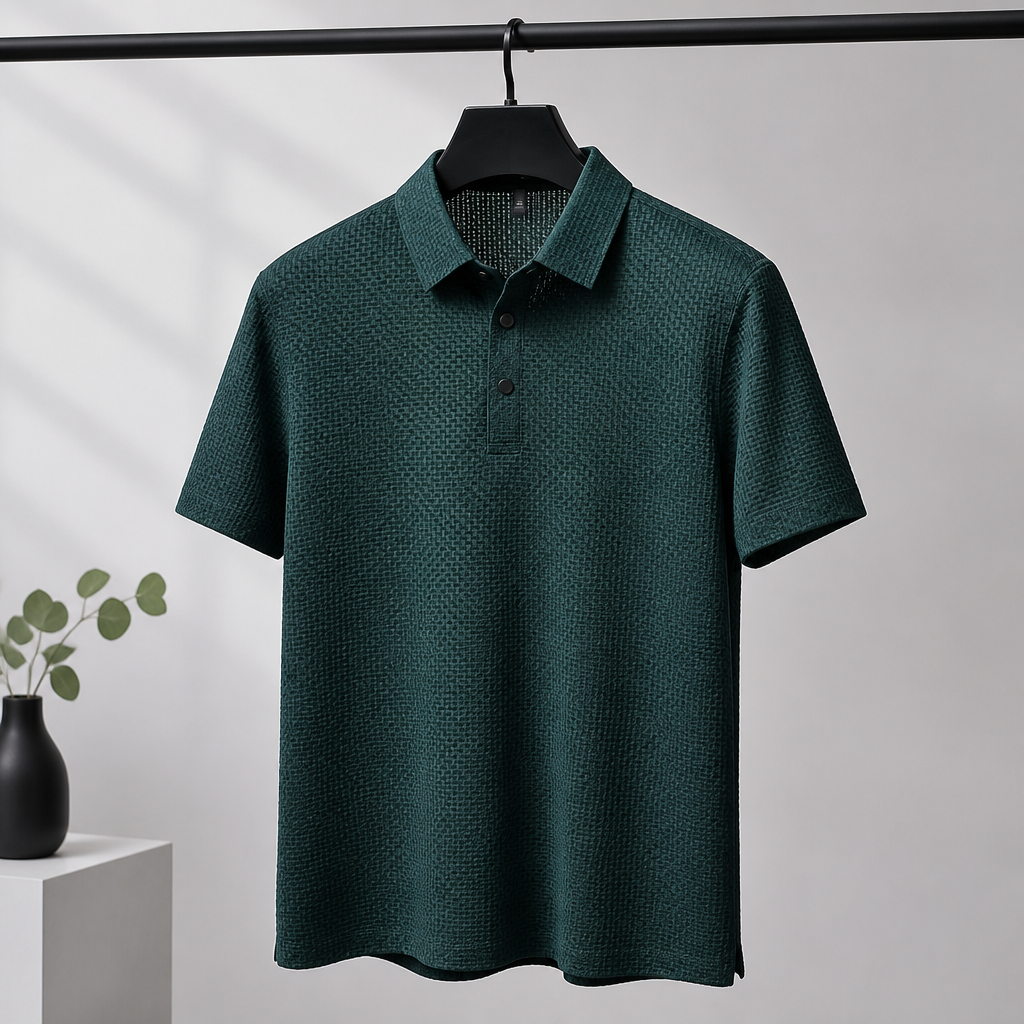 VentraBreeze™ – Breathable Textured Knit Polo Featuring Snap-Button Placket